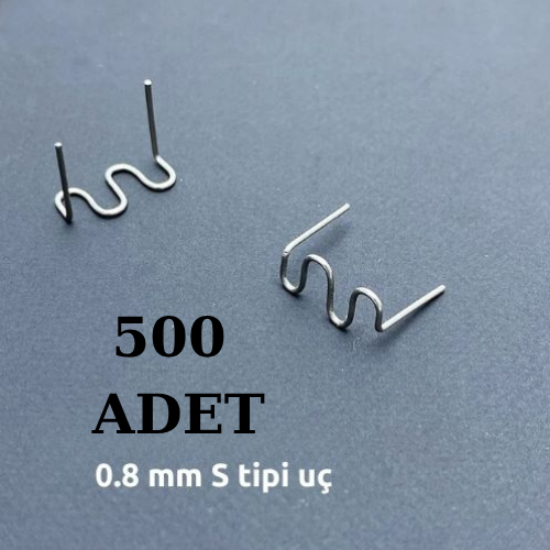 500 Adet Çelik  Tamir Teli – 0.8 mm S Model  Plastik Kaynak Yedek Ucu