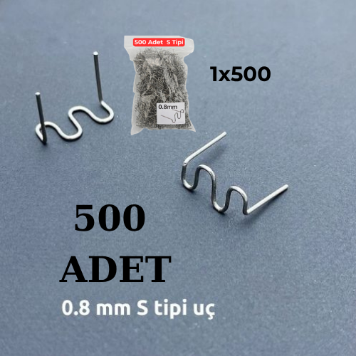 500 Adet Çelik  Tamir Teli – 0.8 mm S Model  Plastik Kaynak Yedek Ucu