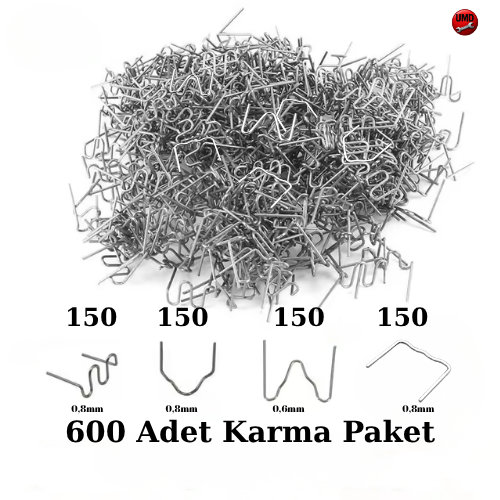 600 Adet Karışık Plastik Tamir Teli | S, V, W, M Tipi